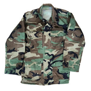 Vintage Military Woodland Camouflage Combat Jacket Medium X-Long(See Tag Pic)